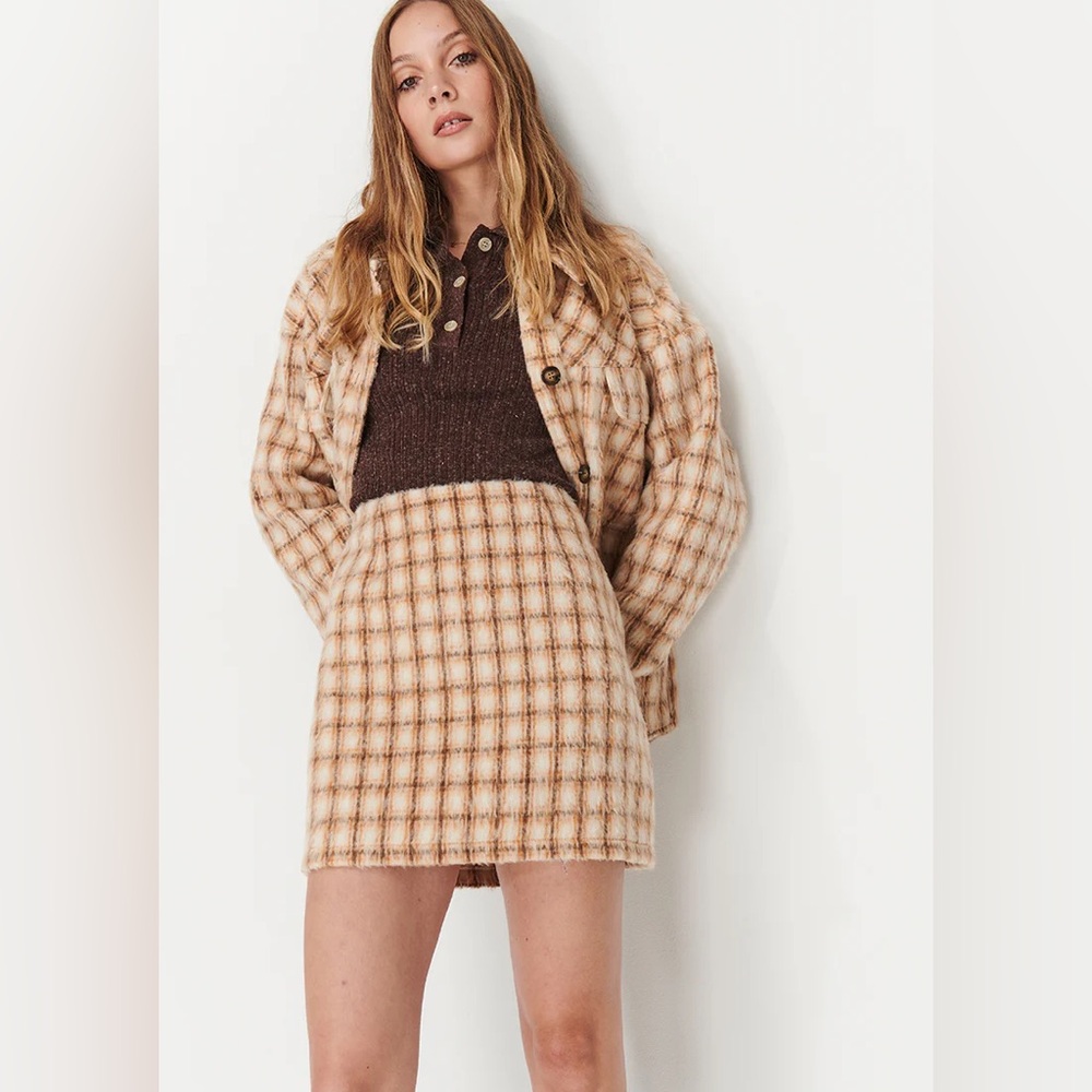 Ghanda Chance Soft Tweed Plaid College Mini Skirt